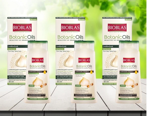 Bioblas Botanic Oils 360 ml 3 Adet Sarımsaklı Saç Dökülmesine Karşı Şampuan ürün görseli 1
