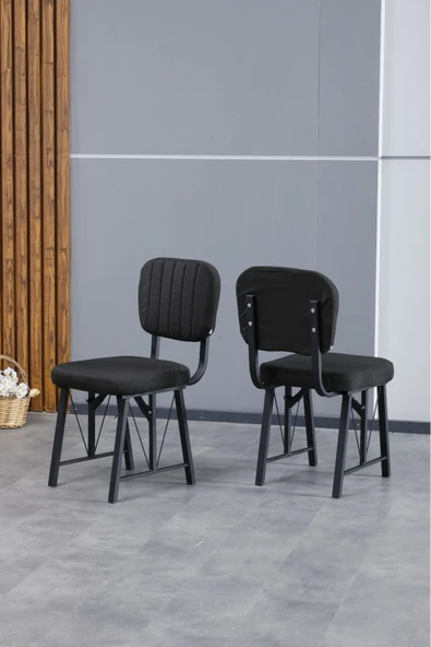 Hayat Serisi Mutfak Sandalyesi, Yemek, Bahçe, Kafe, Modern Sandalye 6 Adet - Siyah