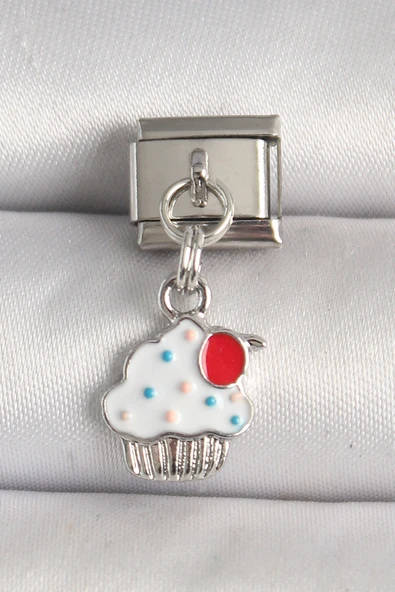 316L Çelik Gümüş Renk Beyaz Kupkek Model Nomination Charm - TJ-BC1242