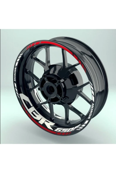 NEHAY SHOP  Şık Tasarım  motosiklet Jant Şeridi Cbr650F Uyumlu Beyaz-Kırmızı Sağ-Sol/Ön-Arka