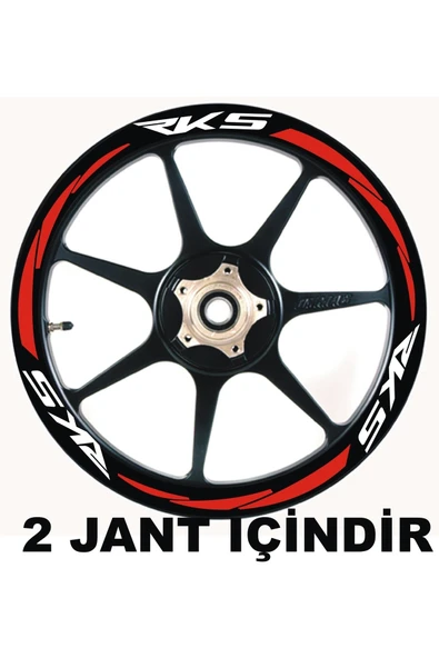 NEHAY SHOP  Şık Tasarım  motosiklet Jant Şeridi Rks Beyaz Yazı Kırmızı Şerit Sağ-Sol/Ön-Arka