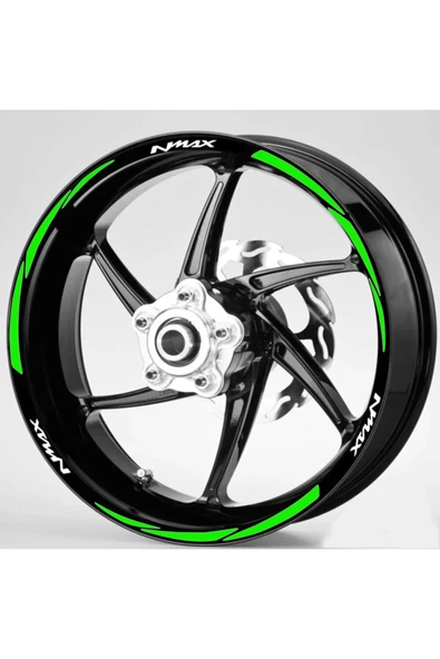 NEHAY SHOP  Şık Tasarım  motosiklet Jant Şeridi Yeşil Reflektifli Pcx Kırmızı Yazılı Sağ-Sol/Ön-Arka