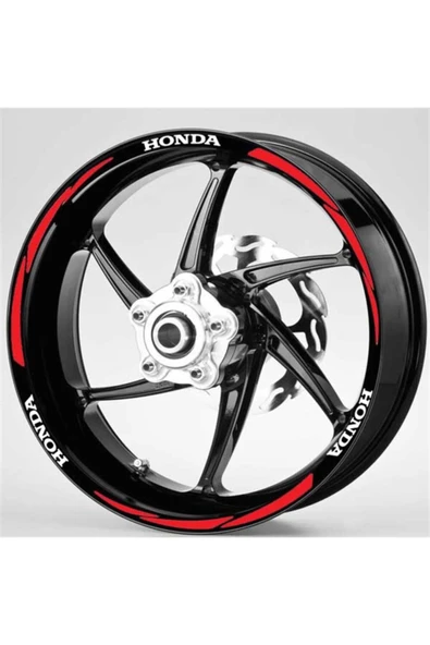 NEHAY SHOP  Şık Tasarım  motosiklet Jant Şeridi Honda Beyaz Honda Yazılı 3 Parçalı Kırmızı Sağ-Sol/Ön-Arka