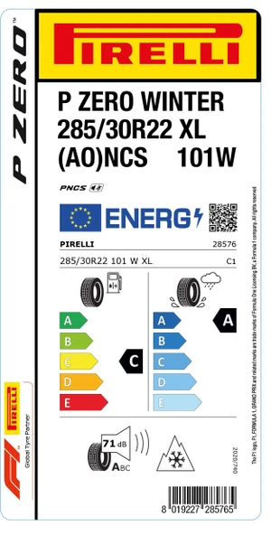 Pirelli 285/30R22 101W XL Zero Winter (AO) NCS Oto Kış Lastiği (Üretim: 2024) - 2