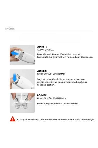 Enchen Boost Beyaz Taşınabilir Şarjlı Saç Kesim Makinesi - 5
