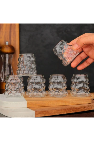6 ADET Mini Boy Üzümlü Kahve Yanı Bardağı 5 cm - 2