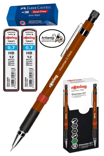 0.7 Uçlu Kalem Kalem Ucu ve Sınav Silgisi 1 Paket 07 Uçlu Kalem Mekanik Versatil Rotring Visumax Kalem