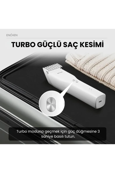 Enchen Boost Beyaz Taşınabilir Şarjlı Saç Kesim Makinesi - 6