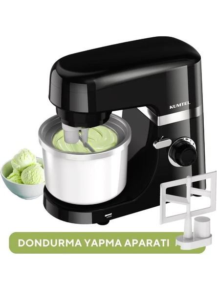 Kumtel Siyah Hamur Yoğurma 1800WATT 4.5lt Dondurma Yapma Aprt. Sm-02 - 3