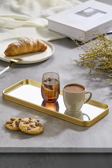 1 Adet Gold Ayna Duvar Aksesuarı - Sunumluk (Çok Amaçlı) Gold 12x30 Cm