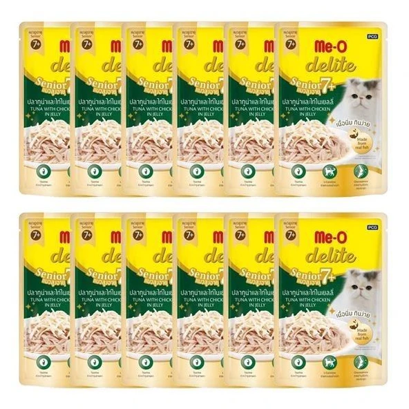 Me-O Delite Pouch Senior Tavuklu ve Ton Balıklı Yaşlı Kedi Yaş Maması 70 Gr x 12 Adet