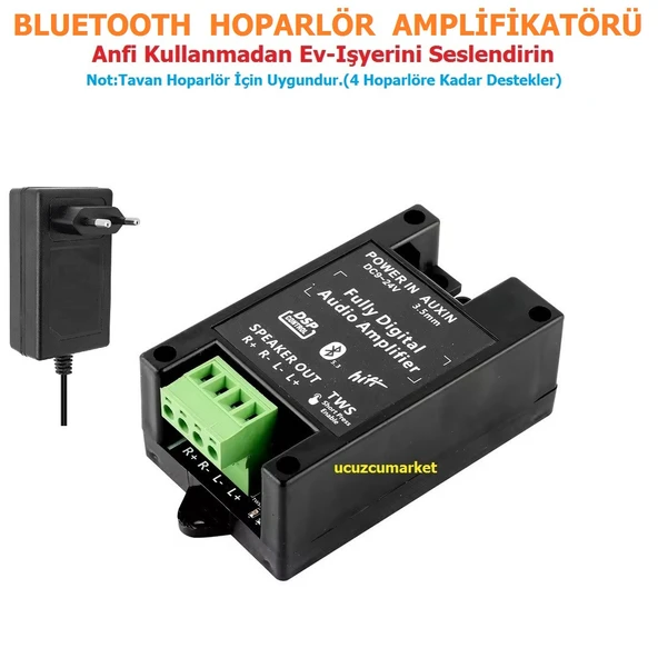 Bluetooth Hoparlör amplifikatörü (Tavan hoparlör için Uygundur- 4 Hoparlöre Kadar Destekler)