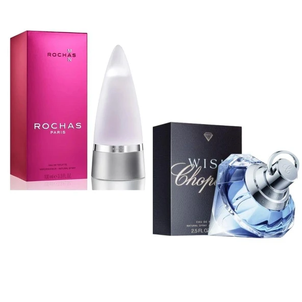 Rochas Man EDT 100 ml Erkek + Chopard Wish EDP 75 ml Kadın Parfüm Seti