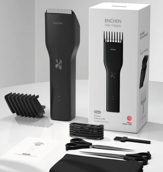 Enchen Boost Siyah Taşınabilir Şarjlı Saç Kesim Seti - Resim 3