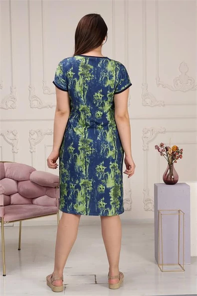 Dipmoda kadın cepli midi boy büyük beden elbise AYSL74 - Resim 5