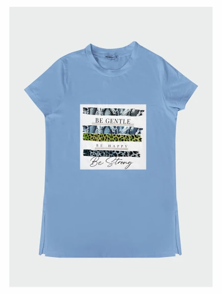YAZILI RENKLİ BASKILI T-SHIRT