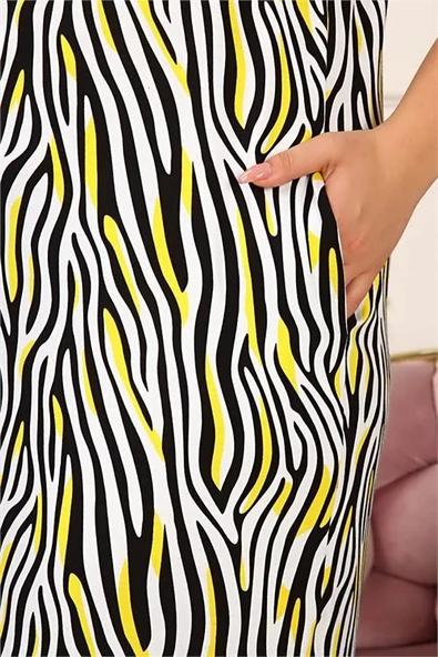 Dipmoda kadın bisiklet yaka büyük beden elbise DPAYSL56 - Resim 6