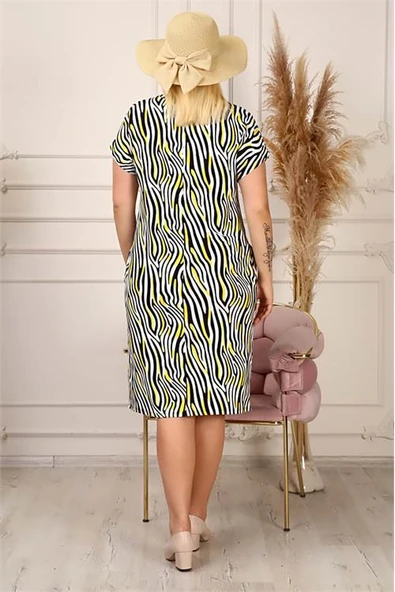 Dipmoda kadın bisiklet yaka büyük beden elbise DPAYSL56 - Resim 7