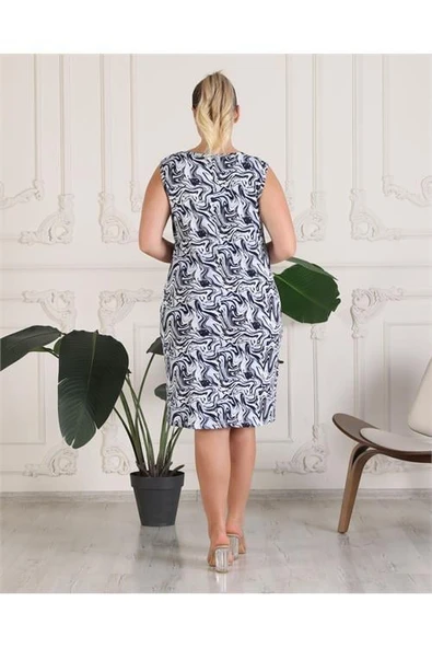 Dipmoda kadın büyük beden cepli viskon elbise AYSL100 - Resim 2