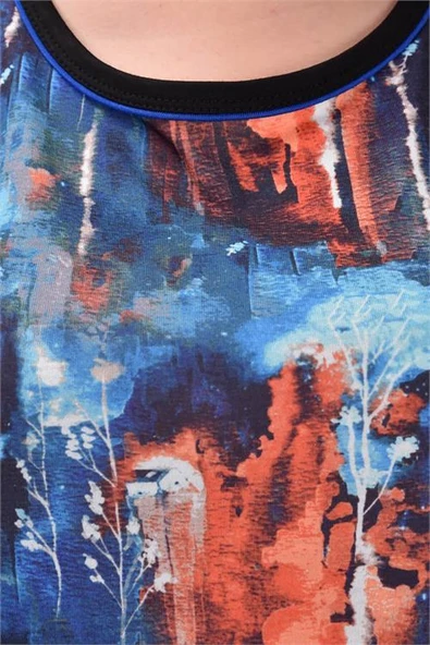 Dipmoda kadın bisiklet yaka desenli elbise AYSL81 - Resim 4