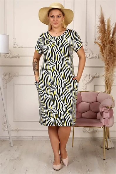 Dipmoda kadın bisiklet yaka büyük beden elbise DPAYSL56 - Resim 2