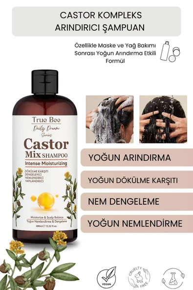 Neme Ihtiyaç Duyan Saçlar Için Nem Desteği Sunan , Besleyici Castor Şampuan 400 ml