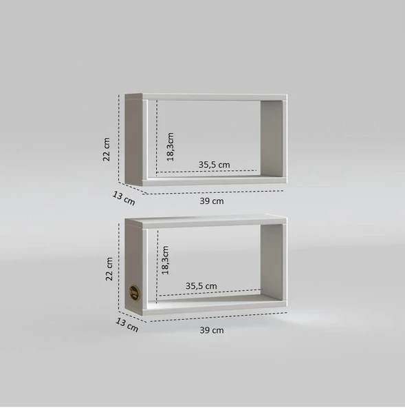 Kenzlife duvar rafı kitaplık hülas byz 022*039*13 ikili duvara asma aparatlıdır 2 adet - 4