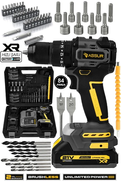 Assur Plus 21V Çelik Mandren Kömürsüz Motor Darbeli Şarjlı Matkap Vidalama