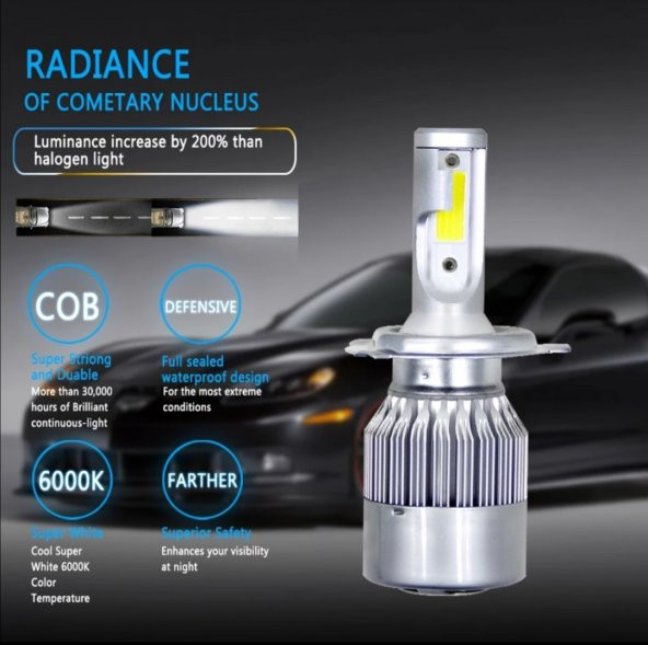 Motosiklet led xenon far şimşek etkili 1 adet - 2