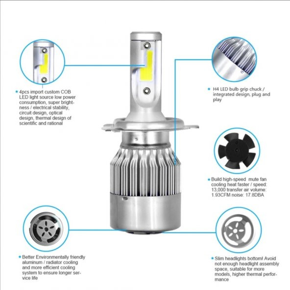 Motosiklet led xenon far şimşek etkili 1 adet - 3