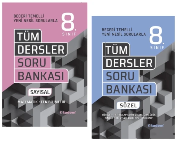 TUDEM YAYINLARI 8.SINIF LGS BECERİ TÜM DERSLER SÖZEL SORU BANKASI - TÜM DERSLER SAYISAL SORU BANKASI