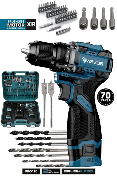 Pro 21V Çift Akülü Vidalama Çelik Mandren Kömürsüz Motor Darbeli Şarjlı Matkap