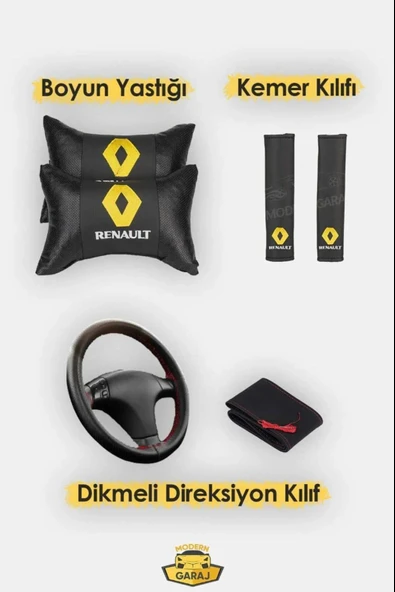Reno Megane Clio Fluence Symbol Laguna Uyumlu Krem Tay Tüyü Ön Arka Full Takım Koltuk Kılıfı Boyun Yastığı Kemer Koforu Direksiyon Kılıfı Seti - 4