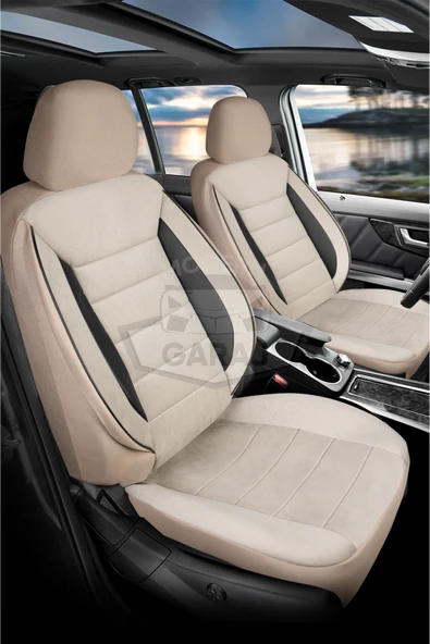 Volkswagen Polo Golf Jetta Bora Passat Tiguan Uyumlu Krem Tay Tüyü Ön Arka Full Takım Koltuk Kılıfı Boyun Yastığı Kemer Koforu Direksiyon Kılıfı Seti - 2