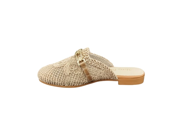 Merry Pace 828042Z Dar Kalıp Önü Kapalı Orjinal Hasır Dantel Örme Günlük Sandalet Terlik - 6