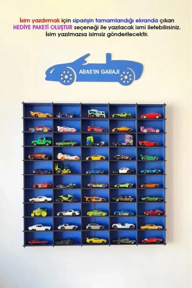 Kişiye Özel Oyuncak Araba Rafı 50'li Beyaz (hotwheels Ve Matcbox Arabaları Için Uygundur)