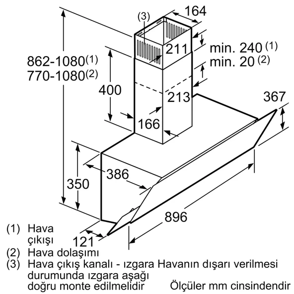 Bosch DWK095G20T Beyaz Duvar Tipi Davlumbaz - 8
