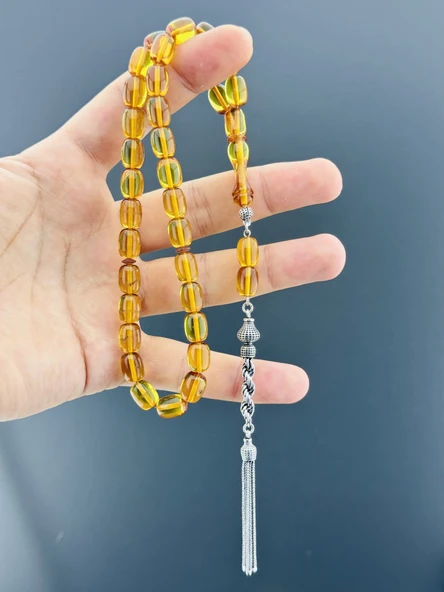 6,8 GR 925 AYAR GÜMÜŞ PÜSKÜL ATEŞ KEHRİBAR KAPSÜL KESİM 8,25X10,75