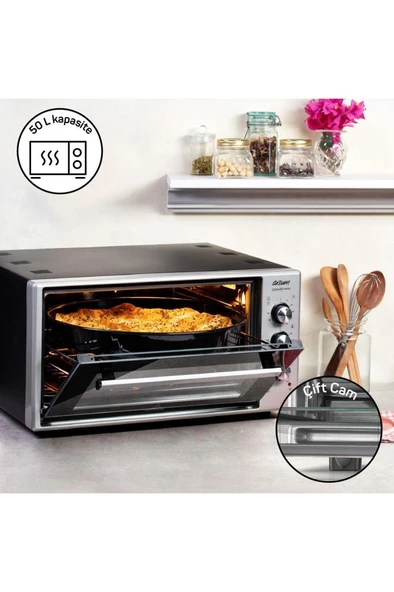 Cookart Maxi Çift Camlı Fırın 50 lt Inox Ar2002 - 5