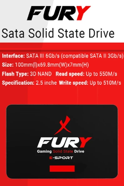 FURY E-sport 512 Gb 550mb-500mb/s Sata3 2,5 Gaming Ssd - 3