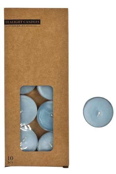 10 Gr Kokulu Tealight Mum Açık Mavi 10 Adet