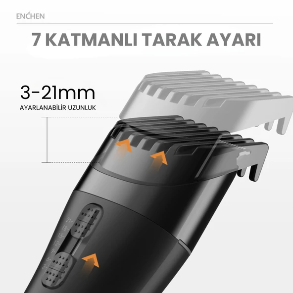 Enchen Boost 2 Siyah Taşınabilir Şarjlı Saç Kesim Makinesi - Resim 2