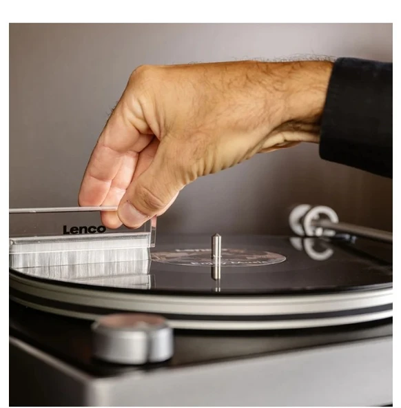 LENCO L-455BK - Görünür kayış tahrikli, fırçalanmış alüminyum çerçeveli ve Ortofon 2M RED kartuşlu döner tabla - Siyah - 11