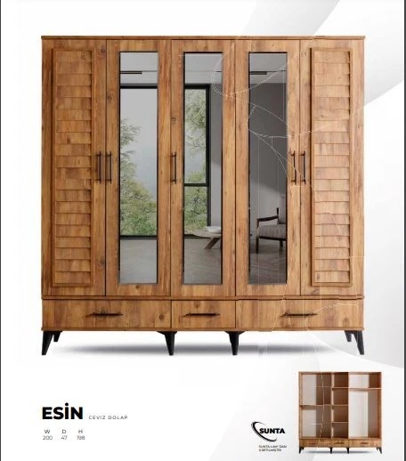 ESİN 5 KAPILI DOLAP - CEVİZ