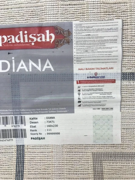 Padişah Halı Diana 73471 111 Serisi Salon Oturma Yatak Odası Halısı - Resim 8