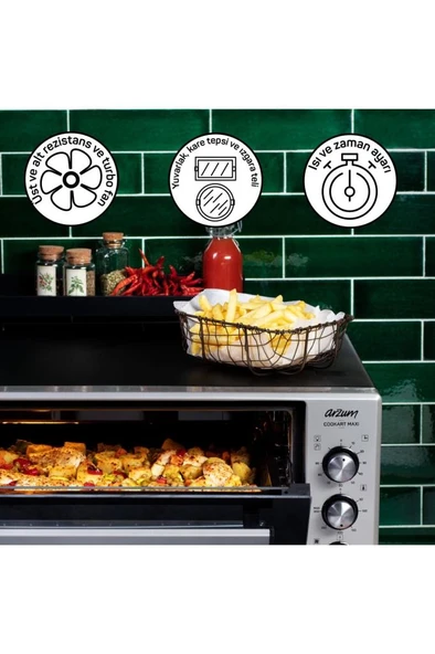 Cookart Maxi Çift Camlı Fırın 50 lt Inox Ar2002 - 3