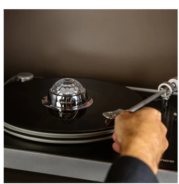 LENCO L-455BK - Görünür kayış tahrikli, fırçalanmış alüminyum çerçeveli ve Ortofon 2M RED kartuşlu döner tabla - Siyah - 12