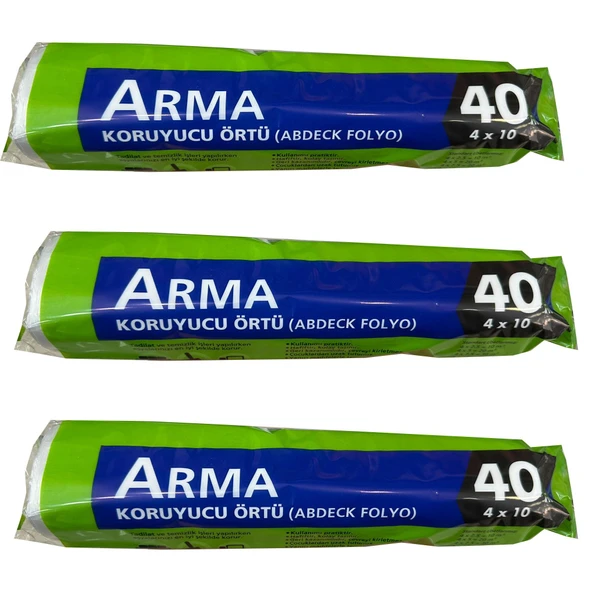 Arma Naylon Tadilat Boya Koruyucu Örtü Poşet Folyo - 4x10 Metre - 40 m2 - 3 Paket - 1