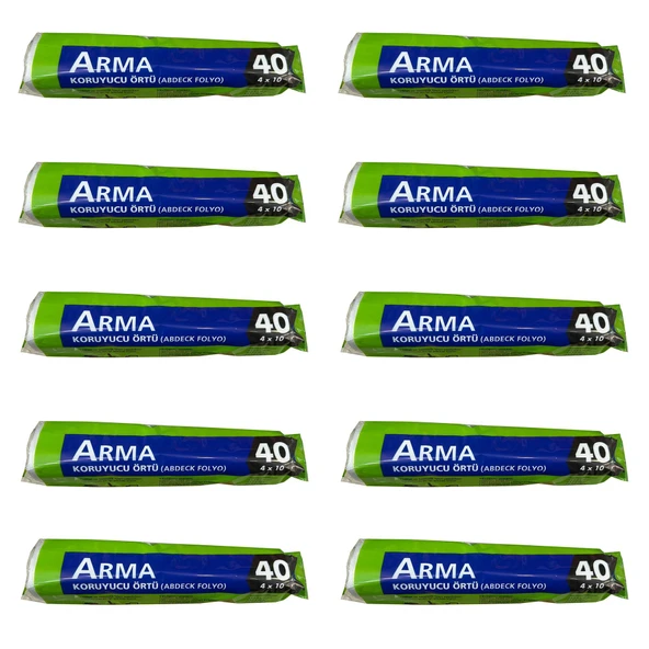 Arma Naylon Tadilat Boya Koruyucu Örtü Poşet Folyo - 4x10 Metre - 40 m2 - 10 Paket