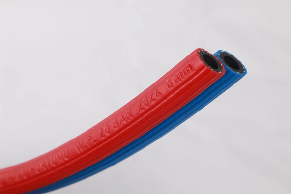 ikiz Kaynak Oksijen Asetilen Hortumu (İç çap 10 mm)-(50 Metre) - 6